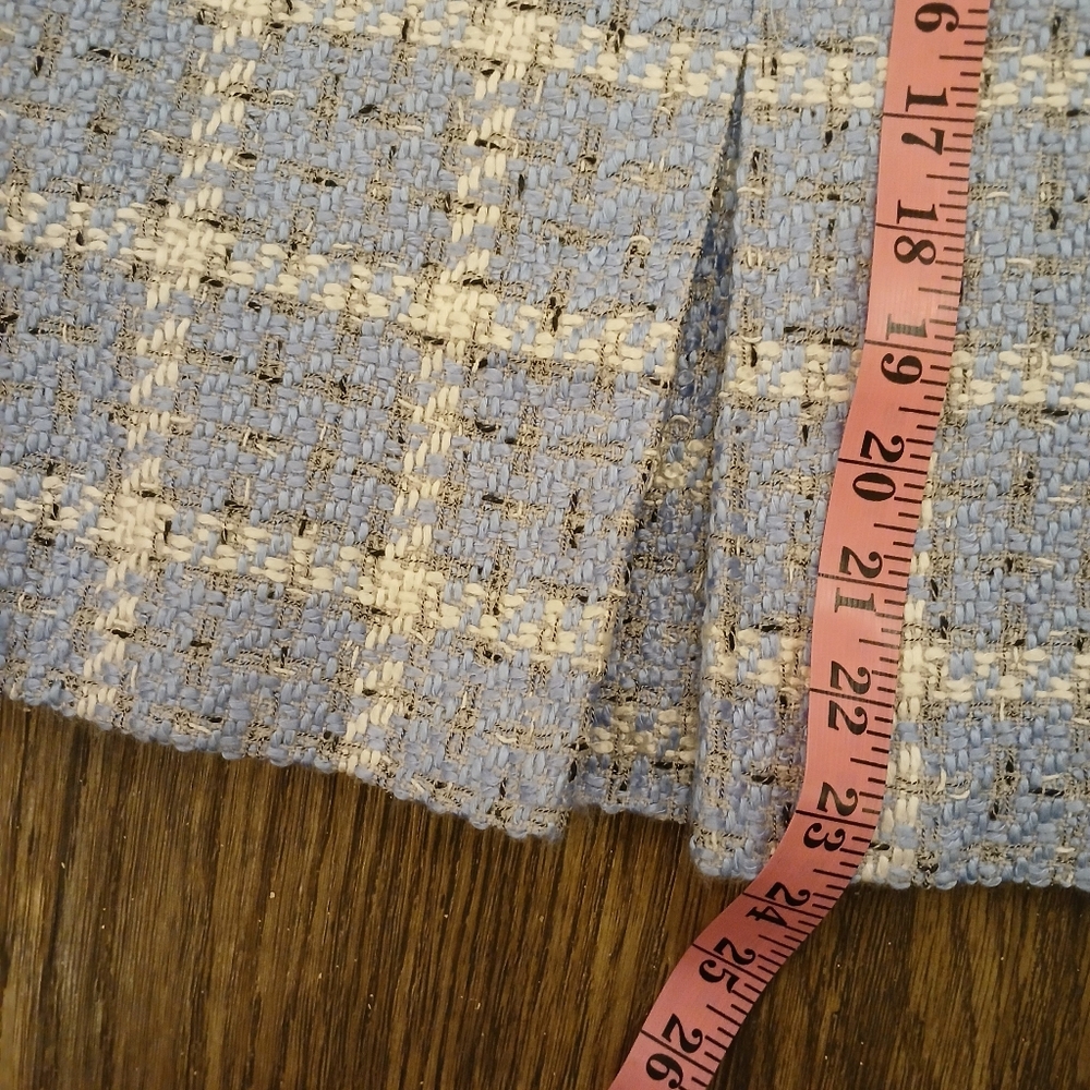 Requeriments  Midi Lenght Pencil Skirt Tweed Woven Sz 14 Light Blue White - Picture 8 of 12